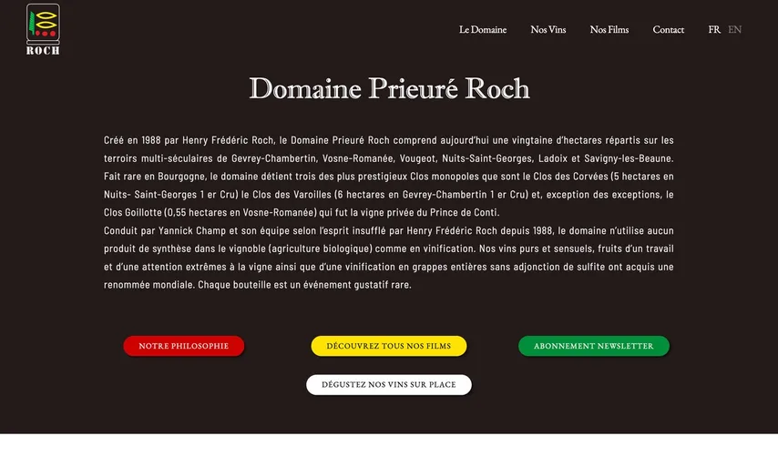 Aperçu du site de Domaine Prieuré Roch